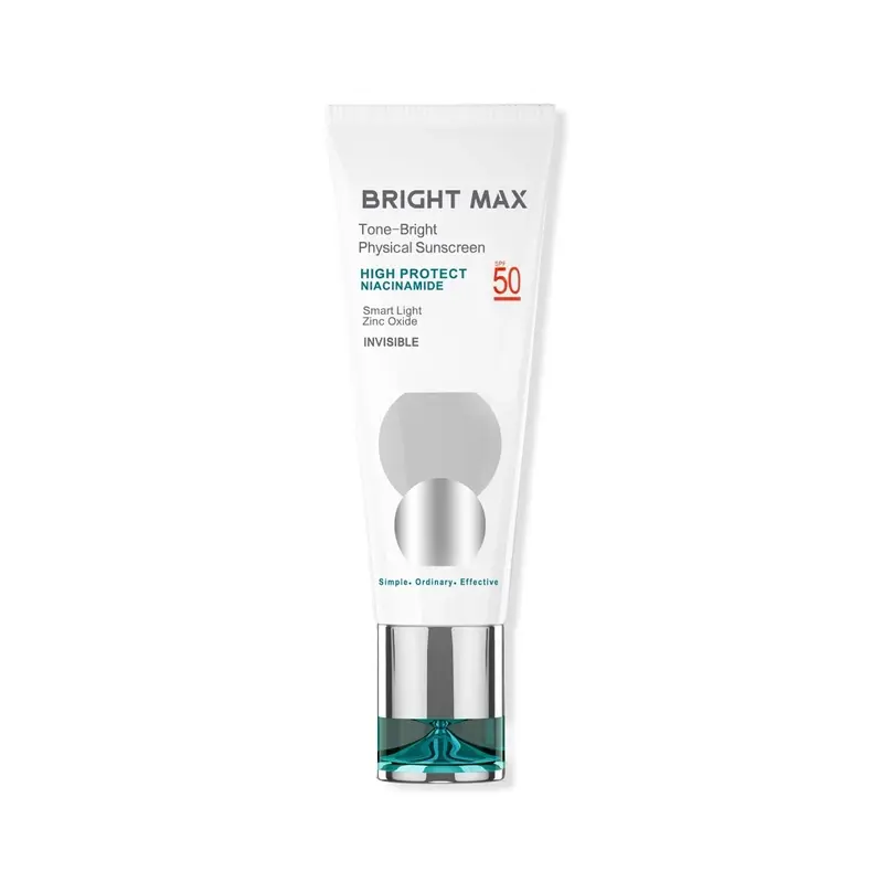 ضد آفتاب فیزیکال بی رنگ برایت مکس مدل Tone Bright با SPF 50 حجم 40 میلی لیتر