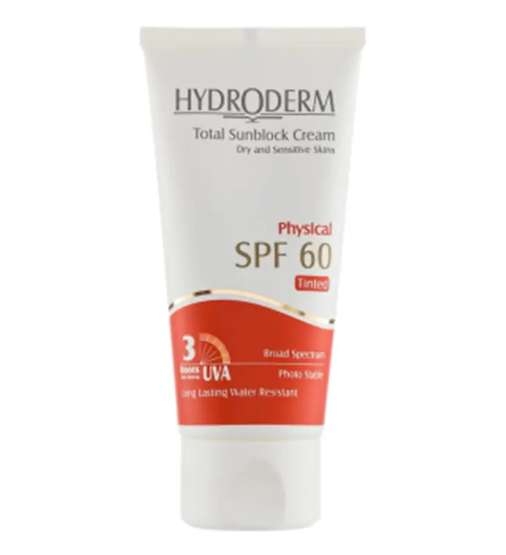 کرم ضد آفتاب فیزیکال رنگی Spf60 هیدرودرم